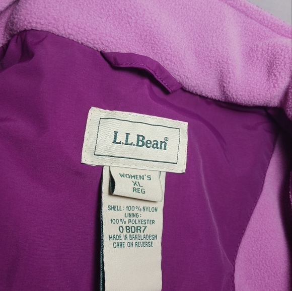 LL Bean Vest Womens Size XL Full Zip Up Magenta Purple Nylon Fleece Outdoors - Picture 4 of 5